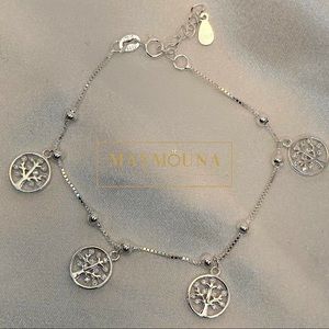 Sterling Silver CZ Charms “Tree of Life” Bracelet